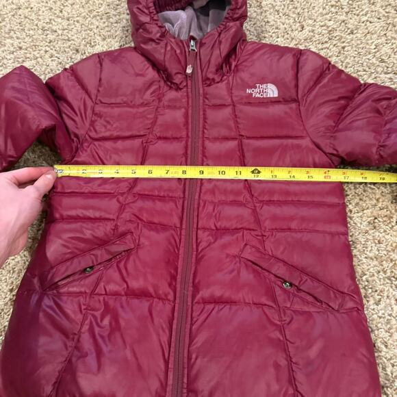 The North Face Girl Moondoggy 2.0 Hooded Jacket Sz.M Pink Goose Down 550 Quilted - Picture 7 of 8
